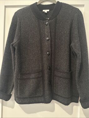 J. Jill Black and Gray Houndstooth Sweater Jacket, Size S